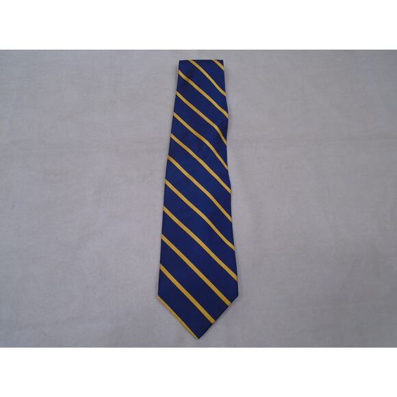Abercrombie & Fitch Men Blue Yellow Diagonal Stripes Silk Tie - Picture 1 of 6